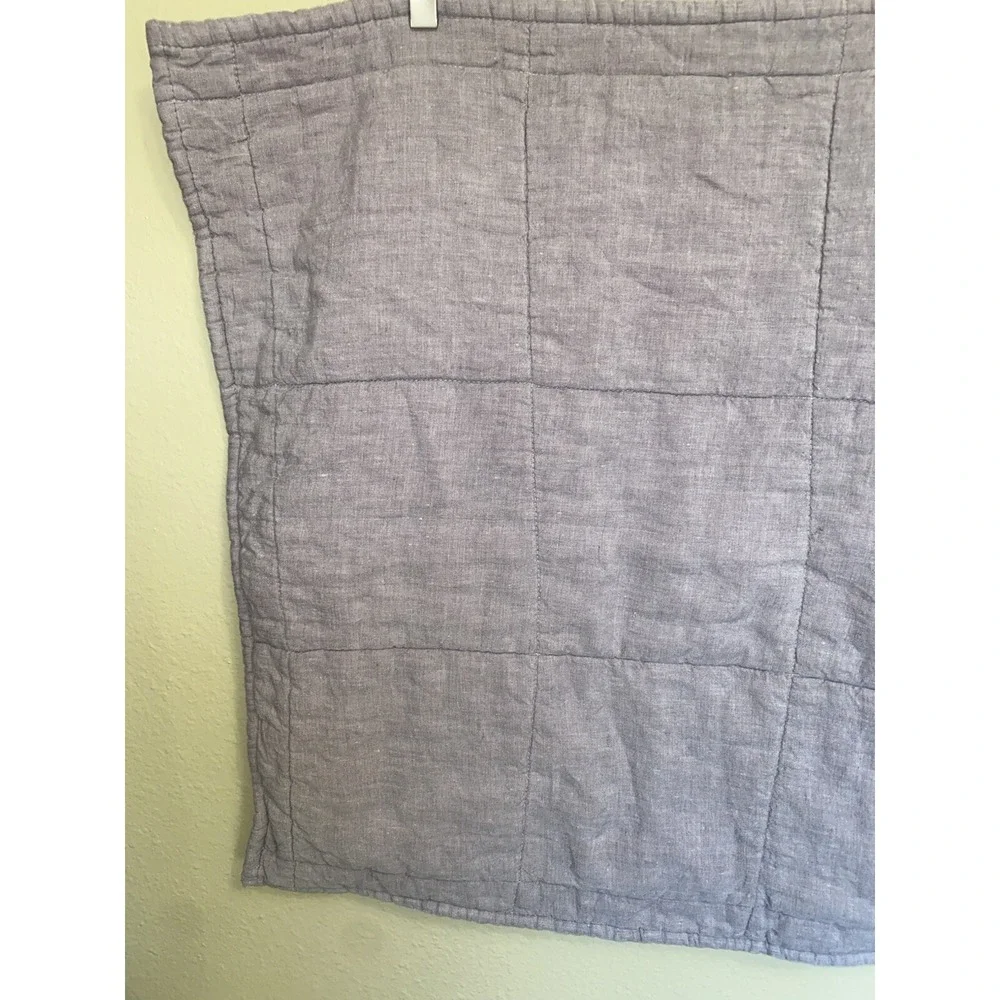 restoration hardware pillowcase euro square gray 25x25 quilted linen ONE CASE